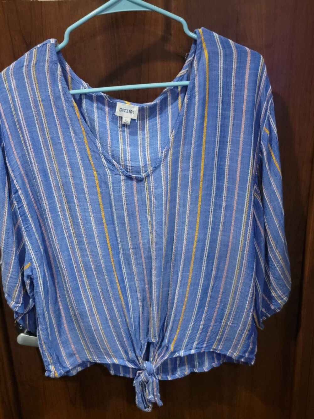 Dizzire Blue Striped Top Sz XL B-1